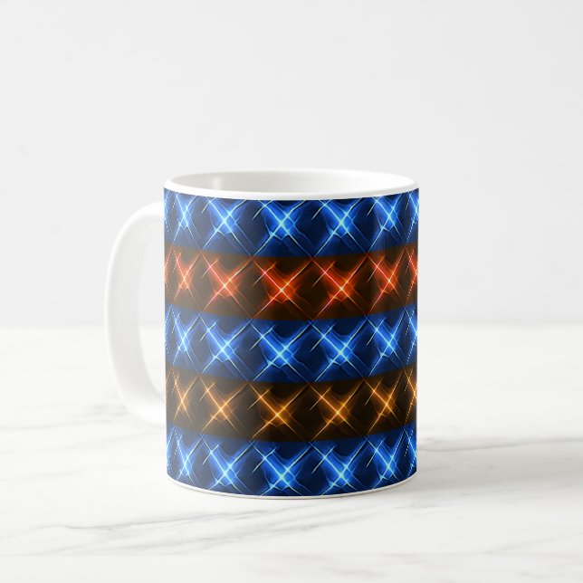 Futuristisches leuchtendes Sternmuster Kaffeetasse (Vorderseite Links)