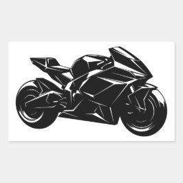 Futuristisches Motorrad Schwarz Weiß Vektor Rechteckiger Aufkleber