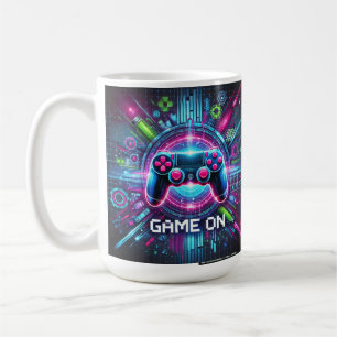 "Futuristisches Neon Cyberpunk Gaming Artwork Kaffeetasse