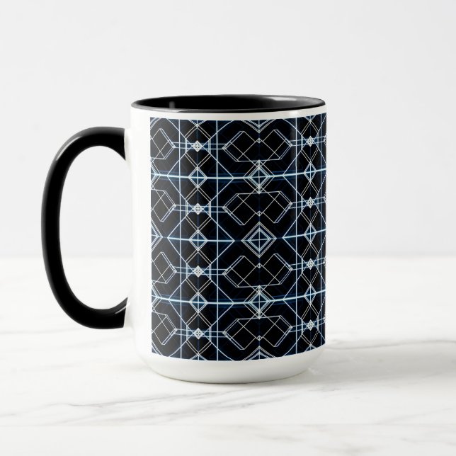 Futuristisches Neon Grid Muster Tasse (Links)