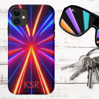 Futuristisches Neon-Laser-Lichtstrahl-Monogramm