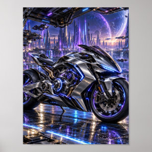 Futuristisches Neon-Motorradposter Poster