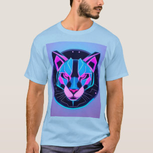 Futuristisches Neon-Panthergesicht in geometrische T-Shirt