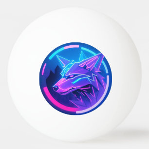 Futuristisches Neon Wolf-Gesicht in geometrischer Tischtennisball