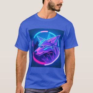 Futuristisches Neon-Wolfgesicht in geometrischer K T-Shirt