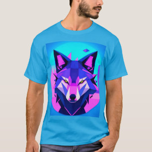 Futuristisches Neon-Wolfgesicht in geometrischer K T-Shirt