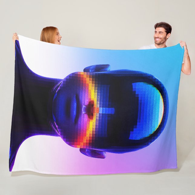 Futuristisches Pixel Art Portrait - Digitales Abst Fleecedecke (Beispiel)