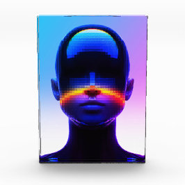 Futuristisches Pixel Art Portrait - Digitales Abst Fotoblock