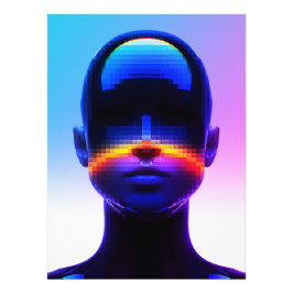 Futuristisches Pixel Art Portrait - Digitales Abst Fotodruck