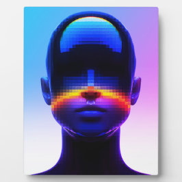 Futuristisches Pixel Art Portrait - Digitales Abst Fotoplatte