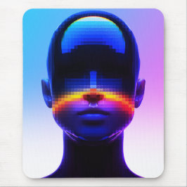 Futuristisches Pixel Art Portrait - Digitales Abst Mousepad