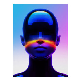 Futuristisches Pixel Art Portrait - Digitales Abst Poster