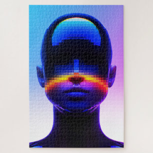 Futuristisches Pixel Art Portrait - Digitales Abst Puzzle