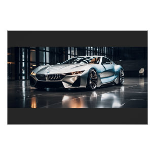 Futuristisches Race Car Aluminium Poster - Hochwer