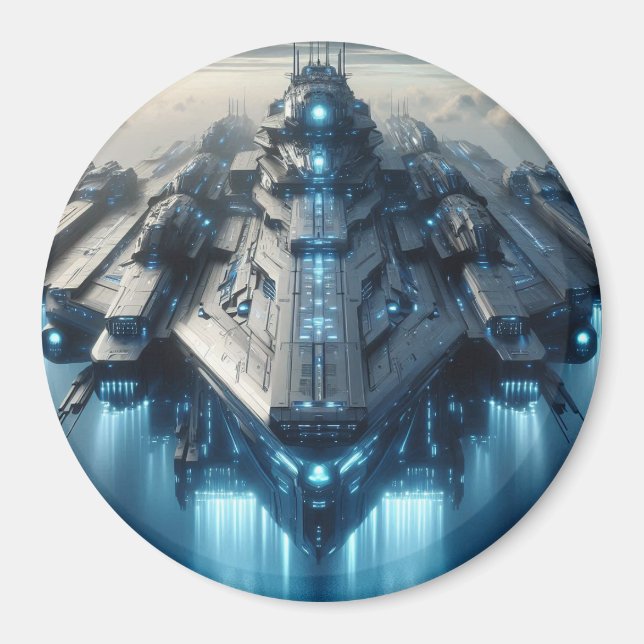 Futuristisches Raumschiff 1 Zoll Magnet (Vorne)