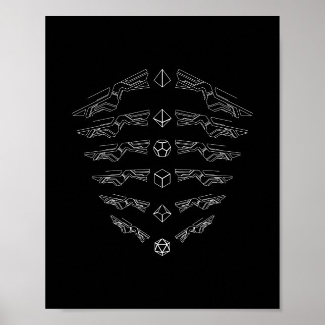 Futuristisches Set Minimalistisch D20 Dice Poster (Vorne)
