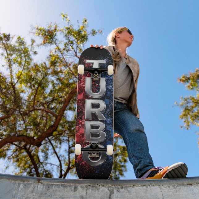 Futuristisches TURBO-Chrom-Design 3D Skateboard (Außenbereich 1)