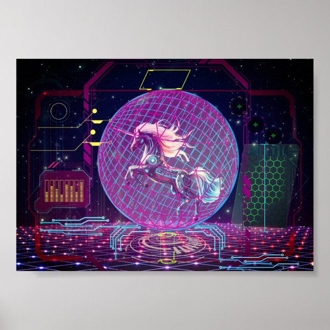 Futuristisches Unicorn Poster (Vorne)