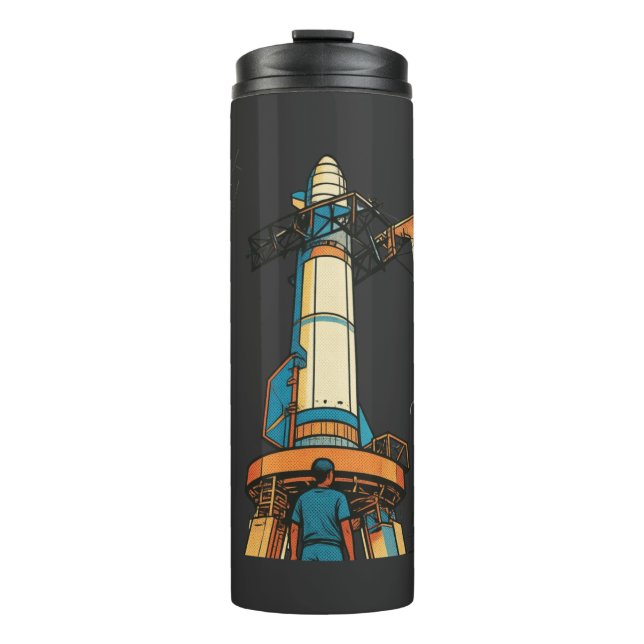 Futuristisches Weltraum-Explorationsdesign Thermosbecher (Vorderseite)
