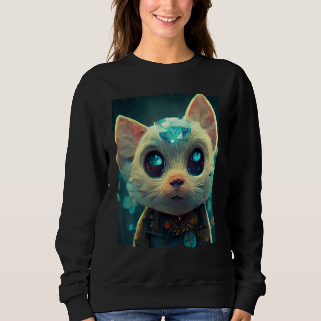 Fuuny Crystal Stone Cat Sweatshirt (Vorderseite)