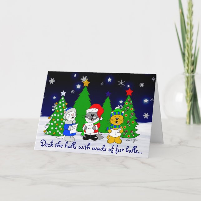 'Fuzzy Carolers' Feiertagskarte (Vorderseite)