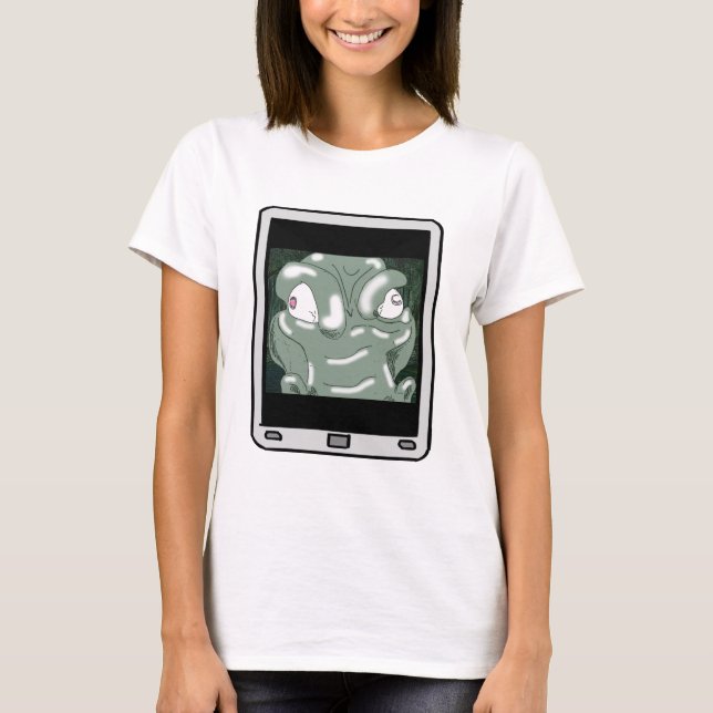Fuzzy Express® Alligator Selfie Frau T-Shirt (Vorderseite)