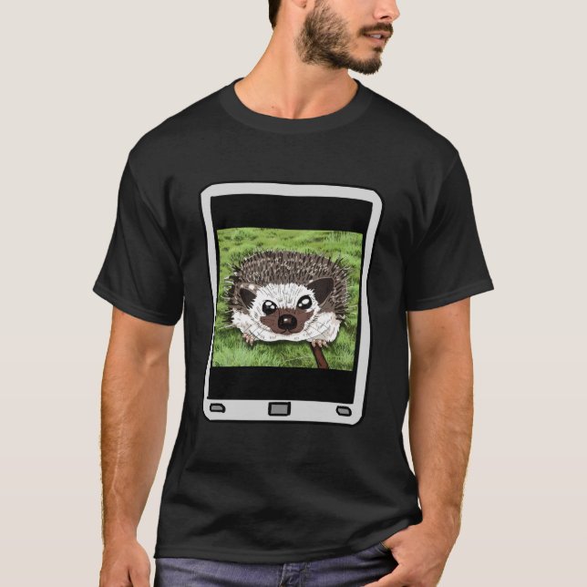 Fuzzy Express® Igel Selfie Black T - Shirt (Vorderseite)