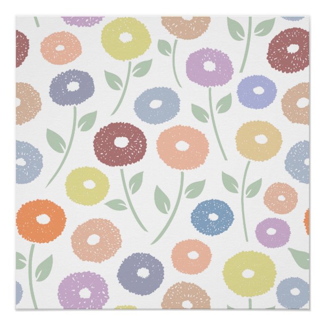 Fuzzy Flower Lg Pattern Pastels Poster (Vorderseite)