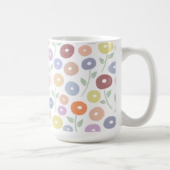 Fuzzy Flower Pattern Pastels on White Kaffeetasse (Rechts)