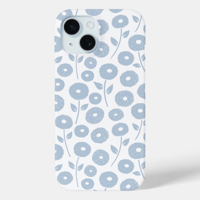 Fuzzy Flower Rpt Pattern Blue on White Case-Mate iPhone Hülle (Rückseite)
