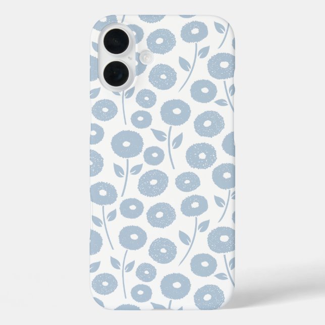 Fuzzy Flower Rpt Pattern Blue on White Case-Mate iPhone Hülle (Rückseite)