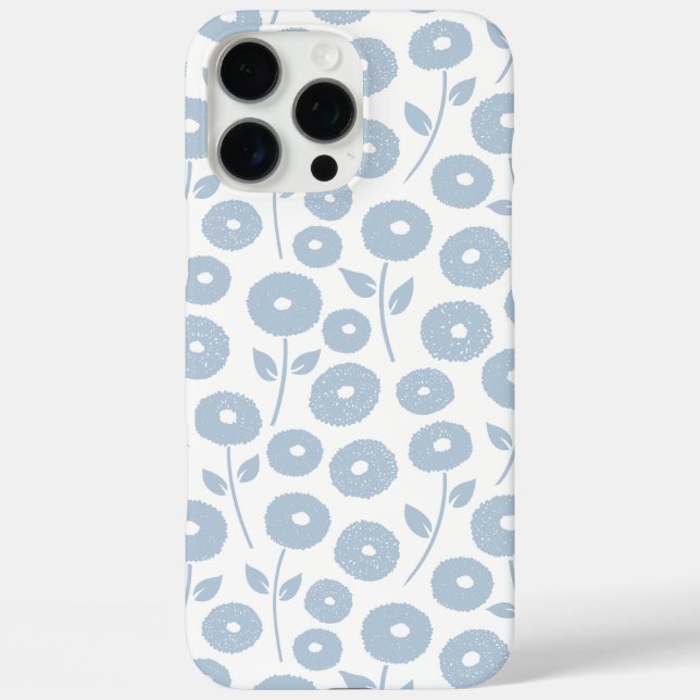 Fuzzy Flower Rpt Pattern Blue on White Case-Mate iPhone Hülle (Rückseite)