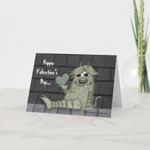 Fuzzy Green Monster mit Herz Feiertagskarte