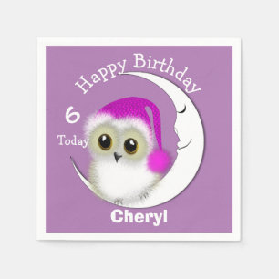Fuzzy Night Owl Sleepover Personalisiert Serviette