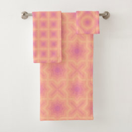 Fuzzy Peach Aurora Pink Muster Badhandtuch Set