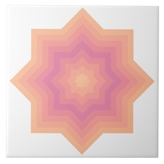 Fuzzy Peach Aurora Pink Stars Keramik Tile Fliese (Vorderseite)