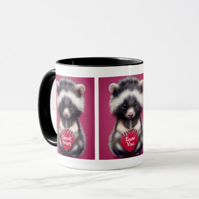 Fuzzy Skunk Heart Messages Tasse (Vorderseite Links)