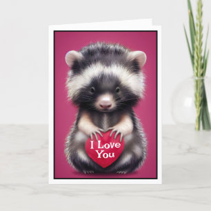 Fuzzy Skunk I Liebe You Valentine's Day Card Dankeskarte