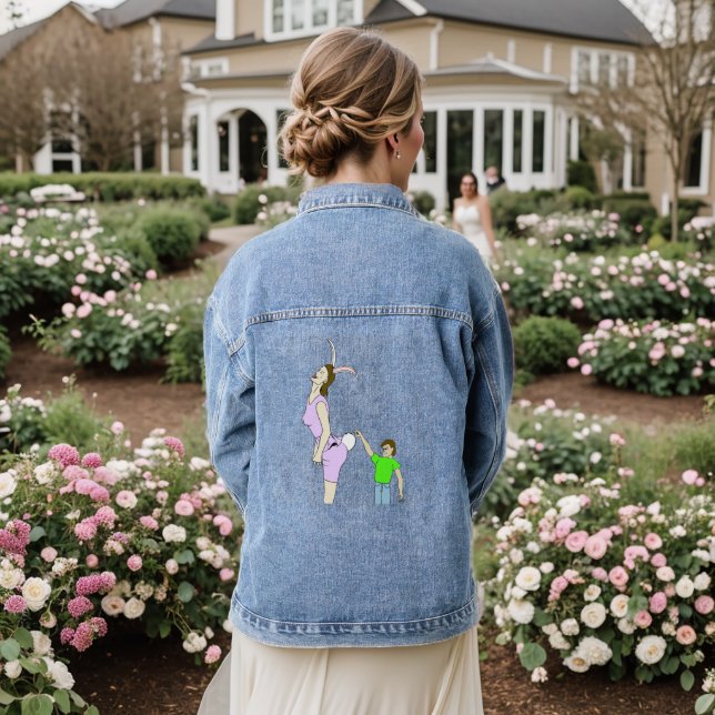 Fuzzy-Taste Jeansjacke (Hochzeit Rückseite)