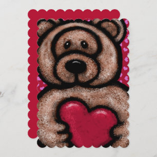 Fuzzy Teddy Bear Valentine Feiertagskarte