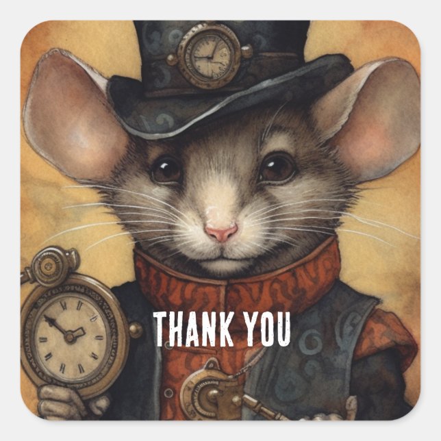 Fuzzypaws Steampunk Quadratischer Aufkleber (Vorderseite)