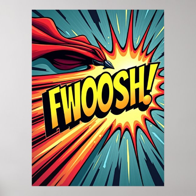 FWOOSH! Comic Style Pop Art Explosionspopster Poster (Vorne)