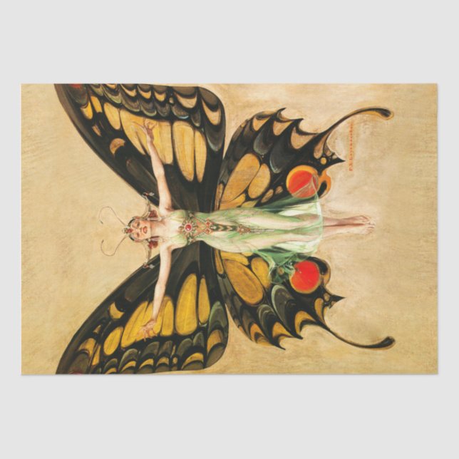 FX Leyendecker Butterfly Decoupage Art Deco Seidenpapier (Vorderseite)