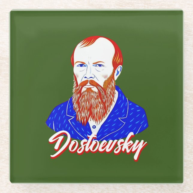 Fyodor Dostoevsky - Geometrischer, eleganter Stil Glasuntersetzer (Vorderseite)