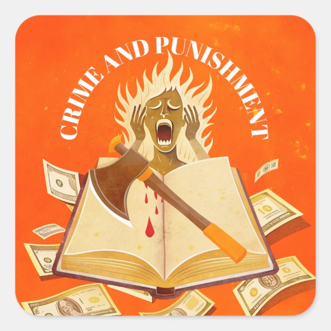 Fyodor Dostojewski, Zitat, Verbrechen und Strafe Quadratischer Aufkleber (Vorderseite)