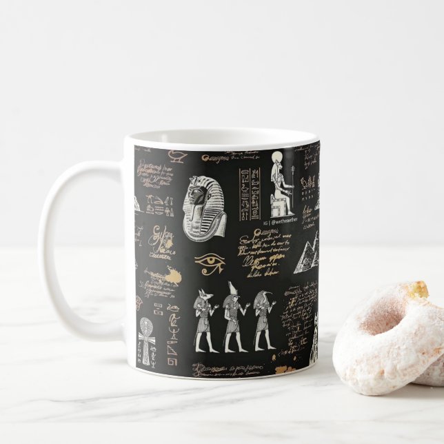 G90Pharao mit dem Hammer Hieroglyphen Kaffeetasse (Mit Donut)
