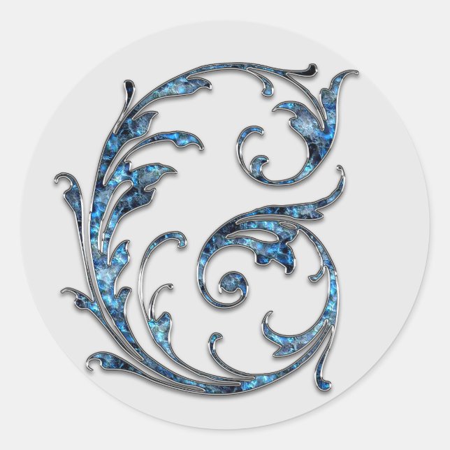 G-Aufkleber in Monogramm Runder Aufkleber (Vorderseite)