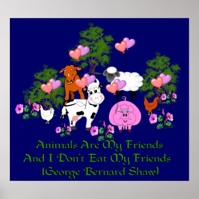 G. B. Shaw Vegetarian Zitat Poster (Vorne)