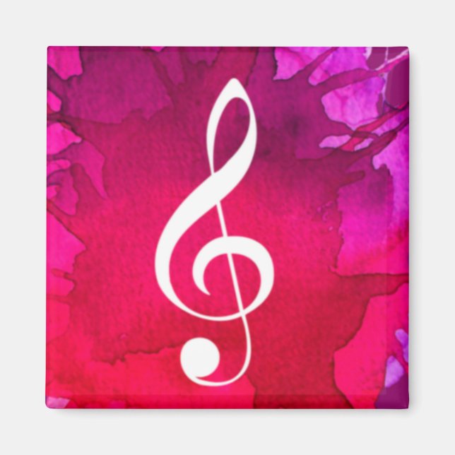 G Clef mit Magenta Hintergrund Magnet (Vorne)