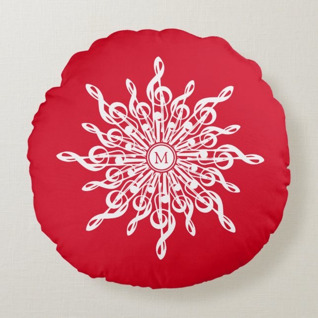 G-Clef Snowflake Rundes Kissen (Vorderseite)